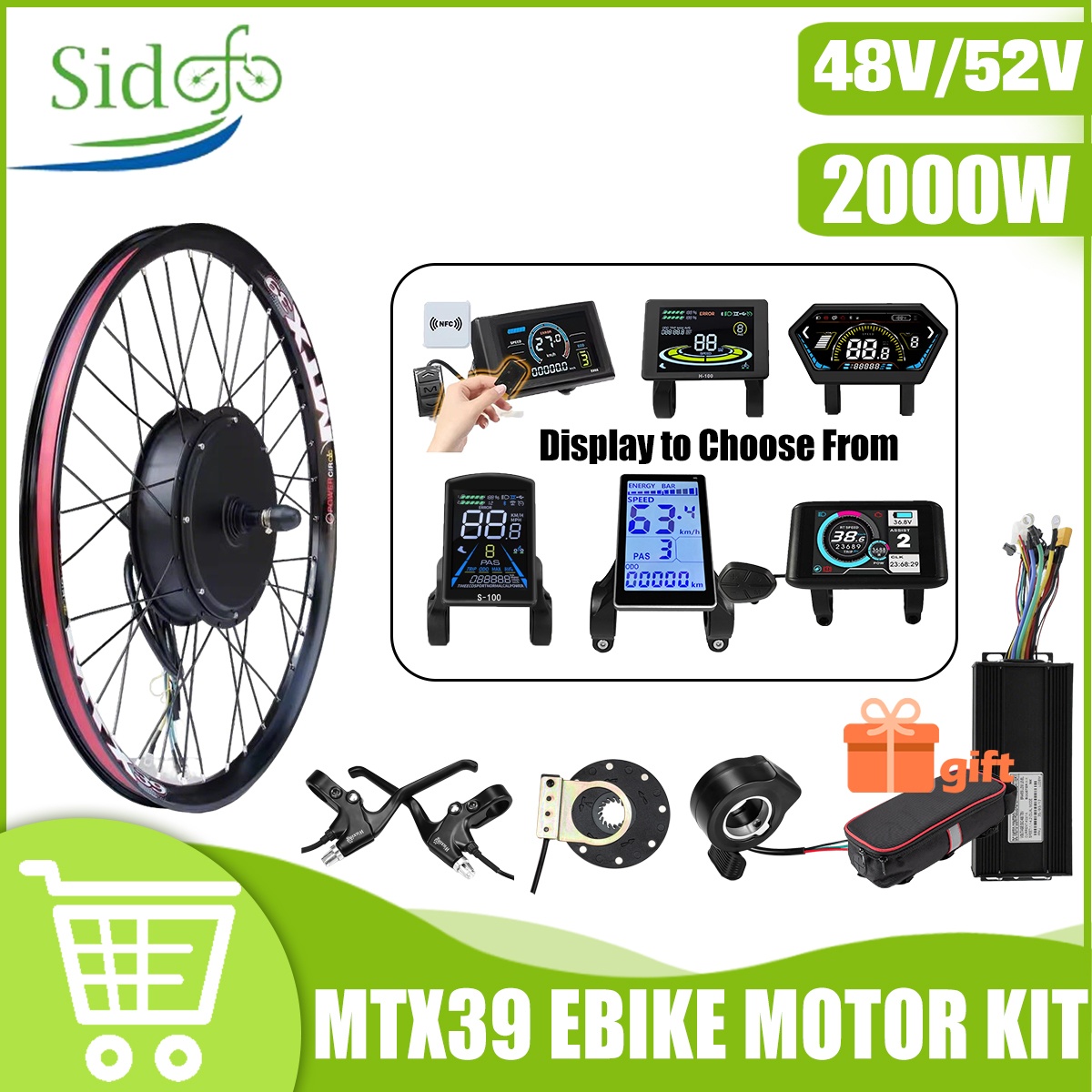 Gearless Hub Motor Conversion Kit 2000W With Display - MTX39 48 В/52 В 2000 Вт