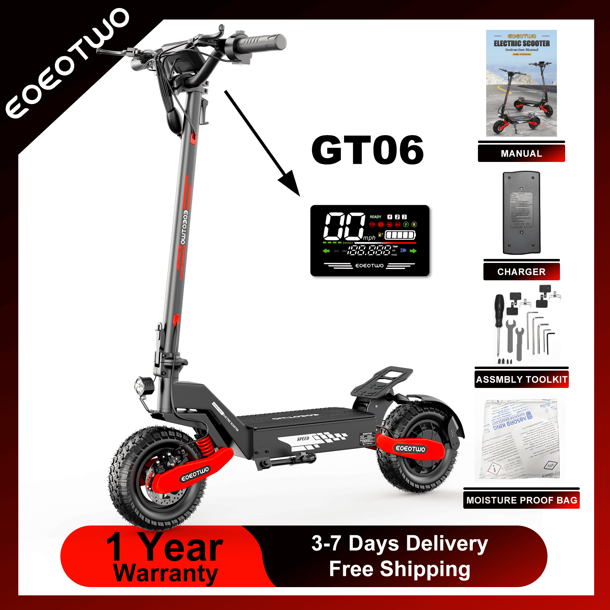 Dual Motor Ebike Kit 2000W - Электросамокат EOEOTWO GT06 для взрослых, мотор