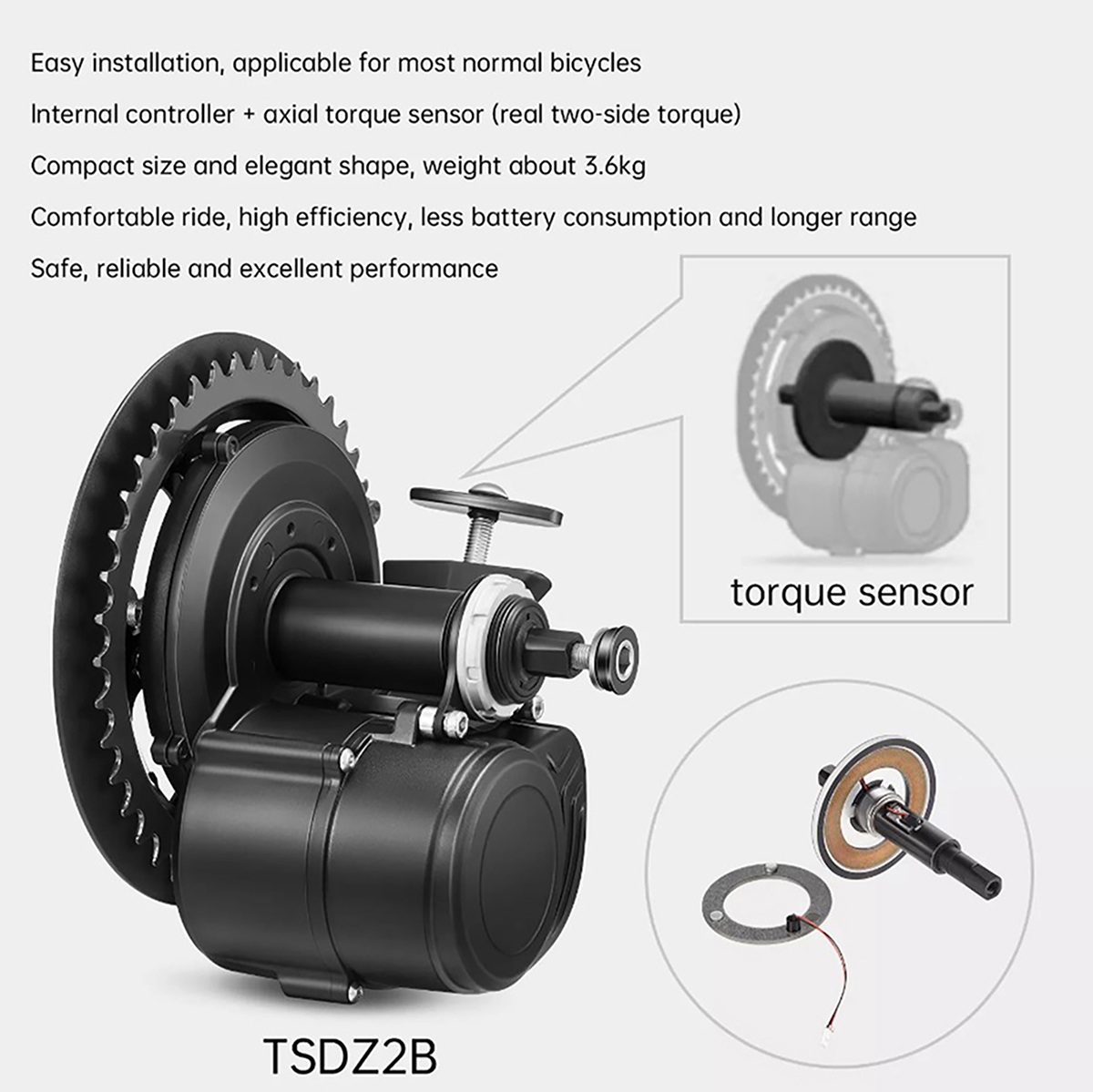 Новая версия Tongsheng 48 В 50 – обзор и цена Torque Sensor Mid Drive Motor Kit